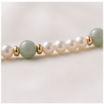 Freshwater Pearl and Jade Bead Beaded Bracelet in Gold Tone - 图片 5