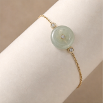 Jade Donut Chain Bracelet with Bezel-Set Cubic Zirconia in Gold Tone - Image 3