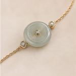 Jade Donut Chain Bracelet with Bezel-Set Cubic Zirconia in Gold Tone - Image 5