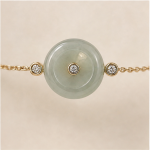 Jade Donut Chain Bracelet with Bezel-Set Cubic Zirconia in Gold Tone - Image 8
