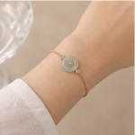 Jade Donut Chain Bracelet with Bezel-Set Cubic Zirconia in Gold Tone - Image 7