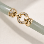 Jade Bangle with Gold Interlocking Ring and Pave Accent - 图片 9