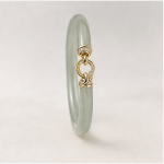 Jade Bangle with Gold Interlocking Ring and Pave Accent - 图片 7