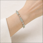 Jade Tube Bar Bracelet with Cubic Zirconia and Slider Clasp in Sterling Silver - Image 4