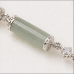 Jade Tube Bar Bracelet with Cubic Zirconia and Slider Clasp in Sterling Silver - Image 7