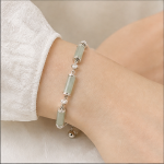 Jade Tube Bar Bracelet with Cubic Zirconia and Slider Clasp in Sterling Silver - Image 2