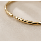 Oval Green Aventurine Bangle Bracelet with Milgrain Bezel in Gold Tone - Image 9