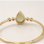 Pear-Cut Green Aventurine Bangle with Cubic Zirconia and Bead Accents in Gold Tone - Image 7