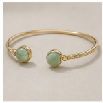Twin Green Aventurine Cabochon Open Cuff in Gold-Plated Sterling Silver - Image 8