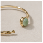 Twin Green Aventurine Cabochon Open Cuff in Gold-Plated Sterling Silver - Image 3