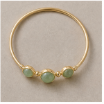 Three-Stone Green Aventurine Bangle Bracelet with Gold Bead Spacers - 图片 9
