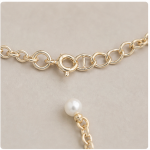 Open Marquise Pave Link Bracelet with Jade Beads and Pearls in Gold Tone - Image 9