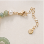 Gold-plated brass, green jade, freshwater pearl, cubic zirconia - 图片 9