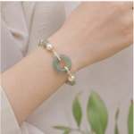 Gold-plated brass, green jade, freshwater pearl, cubic zirconia - 图片 6