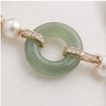 Gold-plated brass, green jade, freshwater pearl, cubic zirconia - 图片 8