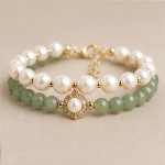 Pearl and Green Jade Bracelet with Openwork Quatrefoil Station - 图片 5