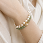 Pearl and Green Jade Bracelet with Openwork Quatrefoil Station - 图片 6