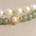Pearl and Green Jade Bracelet with Openwork Quatrefoil Station - 图片 8