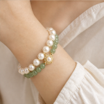 Pearl and Green Jade Bracelet with Openwork Quatrefoil Station - 图片 9