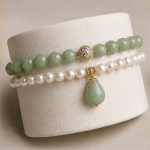 Green Jade Teardrop Charm Bracelet with Pearl and Jade Strands - 图片 9