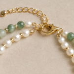 Green Jade Cabochon Bracelet with Mixed Jade Beads and Freshwater Pearls - Image 6