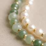 Green Jade Cabochon Bracelet with Mixed Jade Beads and Freshwater Pearls - Image 8