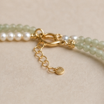 Green Jade Donut Bracelet with Fine Pearl and Jade Strands - 图片 3