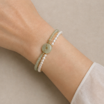 Green Jade Donut Bracelet with Fine Pearl and Jade Strands - 图片 7
