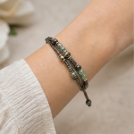 Brown Cord Wrap Bracelet with Green Jade Teardrop - 图片 5
