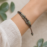 Brown Cord Wrap Bracelet with Green Jade Teardrop - 图片 4