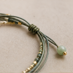 Sage Cord Bracelet with Carved Green Jade Tube Bead - Image 7