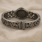 Carved Green Jade Medallion Bracelet in Antiqued Silver - 图片 6