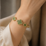 Jade Clover Trio Open Cuff Bangle - 图片 2