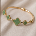 Jade Clover Trio Open Cuff Bangle