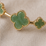 Jade Clover Trio Open Cuff Bangle - 图片 7