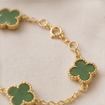 Deep Green Jade Clover Station Bracelet - 图片 3