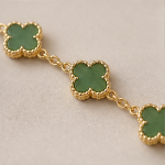 Deep Green Jade Clover Station Bracelet - 图片 5