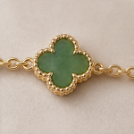 Deep Green Jade Clover Station Bracelet - 图片 7