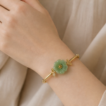 Carved Jade Blossom Open Cuff Bangle - 图片 6