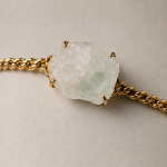 Raw Quartz Nugget Bracelet on Gold Curb Chain - 图片 6