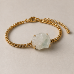 Raw Quartz Nugget Bracelet on Gold Curb Chain - 图片 5