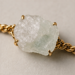 Raw Quartz Nugget Bracelet on Gold Curb Chain - 图片 3