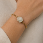 Raw Quartz Nugget Bracelet on Gold Curb Chain - 图片 2