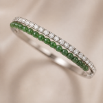 Jade Bead and Pave Line Hinged Bangle
