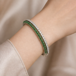 Jade Bead and Pave Line Hinged Bangle - 图片 6