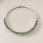 Jade Bead and Baguette Channel Hinged Bangle - 图片 5