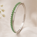 Jade Bead and Baguette Channel Hinged Bangle - 图片 3