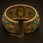 Citrine and Jade Filigree Cuff with Turquoise Accents - 图片 7