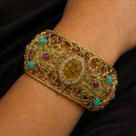 Citrine and Jade Filigree Cuff with Turquoise Accents - 图片 6