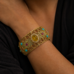 Citrine and Jade Filigree Cuff with Turquoise Accents - 图片 4